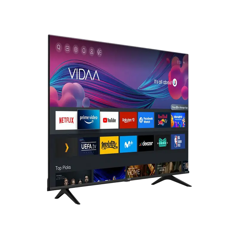 Televizor Hisense 75A6BG 75 inch LED 4K UHD Dolby Vision VIDAA OS Negru, vedere laterală