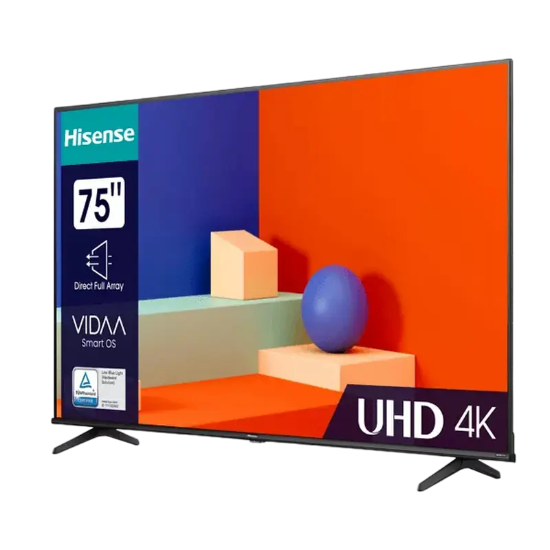 Televizor Hisense 75A6K 75" LED 4K UHD VIDAA OS Negru, vedere posterioară