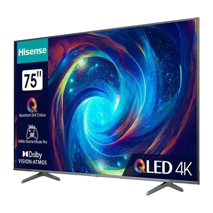 Televizor Hisense 75E7KQ PRO QLED 4K 144 Hz, vedere laterală