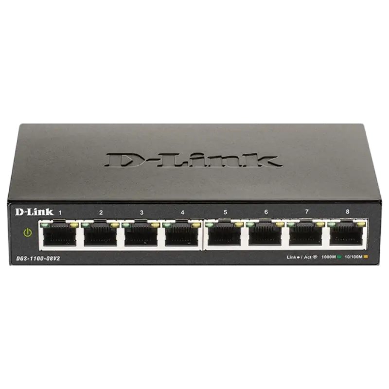 8-port 10/100/1000 Base-T EasySmart Managed, D-Link DGS-1100-08V2/A1A, Metal