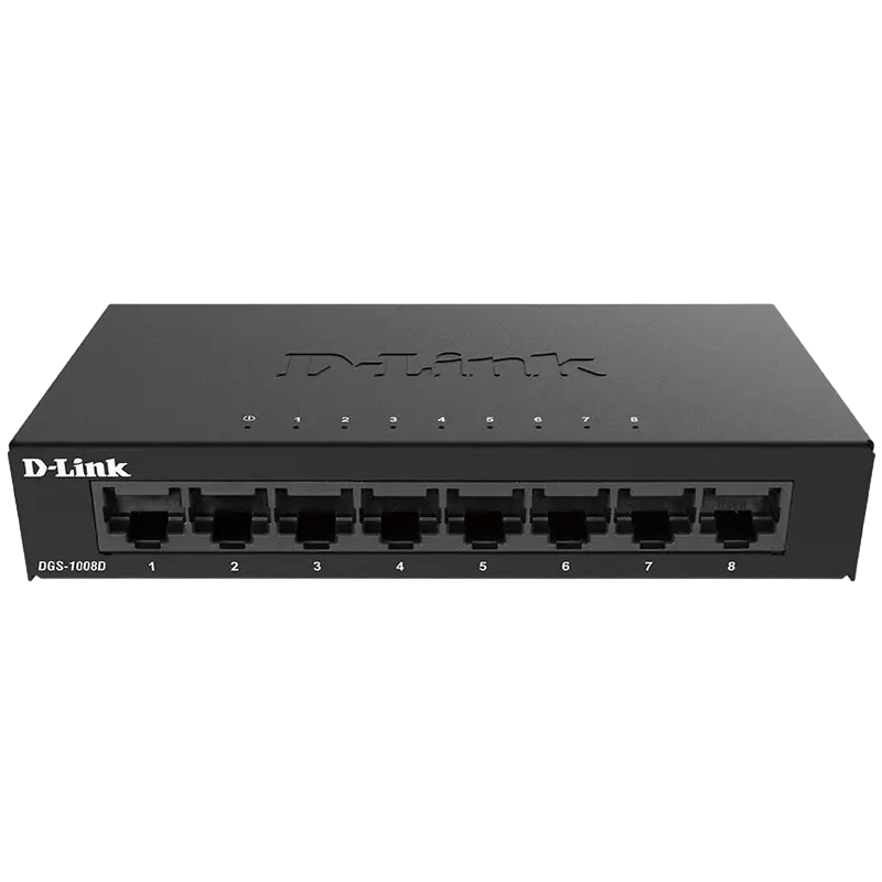 8-port 10/100/1000Mbps Switch D-Link "DGS-1008D/K2A", Metal Case