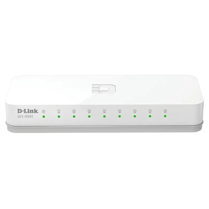 8-port 10/100Mbps Desktop Switch D-Link "DES-1008C/B1A", Plastic Case
