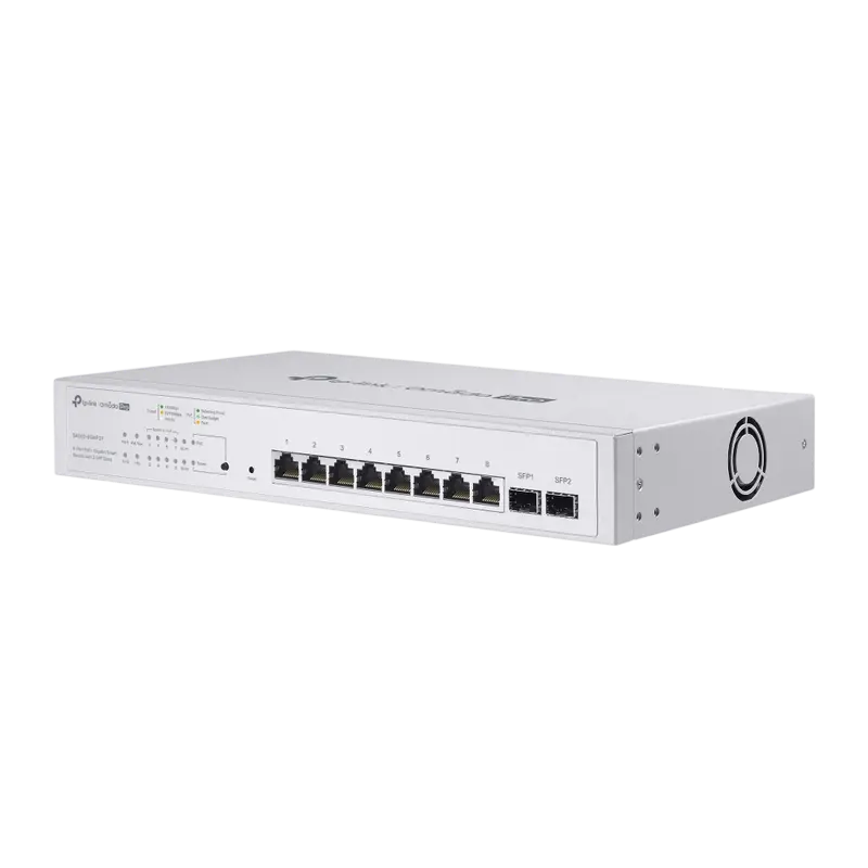 Switch TP-Link Omada Pro S4500-8GHP2F 8 porturi Gigabit PoE, 2x SFP, vedere posterioară