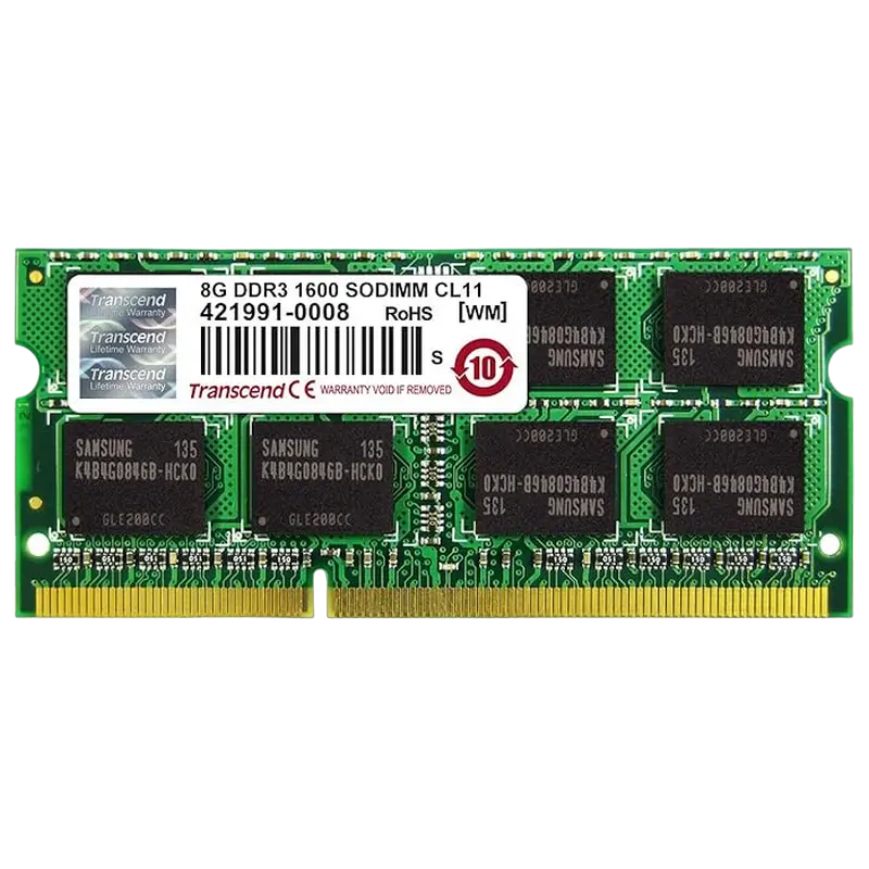8GB DDR3 1600MHz SODIMM 204pin Transcend PC12800, CL11, 1.5V