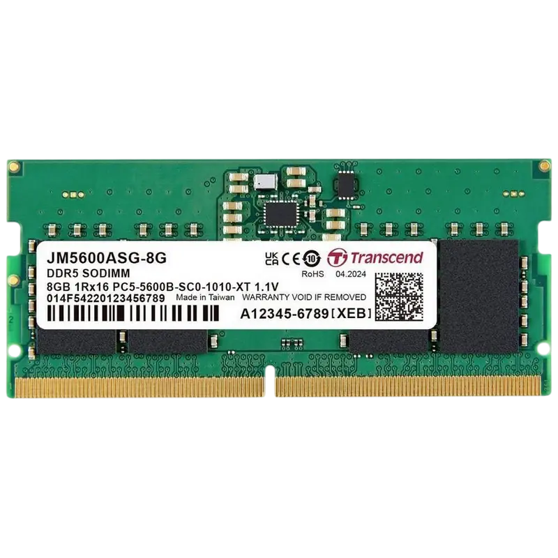 8GB DDR5-5600MHz SODIMM Transcend JetRam, PC5-44800U, 1Rx16, CL46, 1.1V