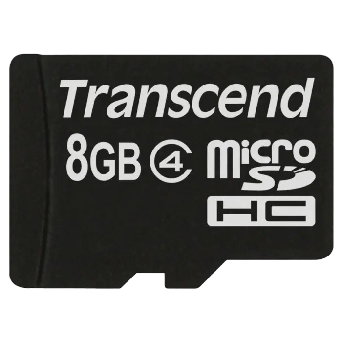 8GB MicroSD (Class 4), Transcend "TS8GUSDC4" (R/W:20/5MB/s)