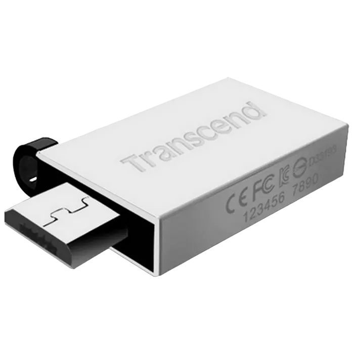 8GB USB2.0/Micro-USB Flash Drive Transcend "JetFlash 380", Silver, Metal Case, OTG (R/W:20/5MB/s)