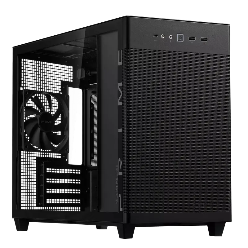 Case mATX ASUS AP201 ASUS PRIME CASE TG, 1x120mm, Front Mesh, Tempered Glass, Headset hook, 2xUSBx3.