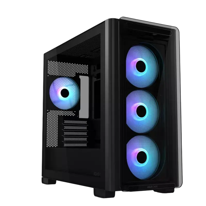 Case mATX ASUS A23 PLUS TG ARGB BLACK, 4x120mm ARGB, Front Mesh, Tempered Glass, Headset hook, 2xUSB