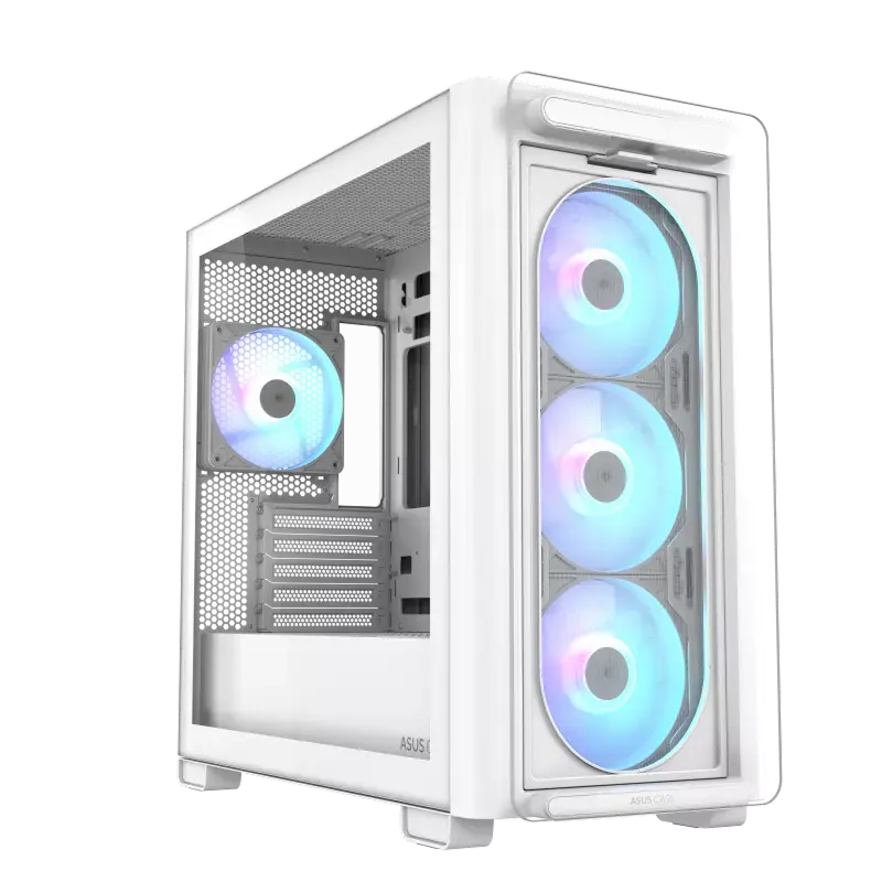 Case mATX ASUS A23 PLUS TG ARGB WHITE, 4x120mm ARGB, Front Mesh, Tempered Glass, Headset hook, 2xUSB