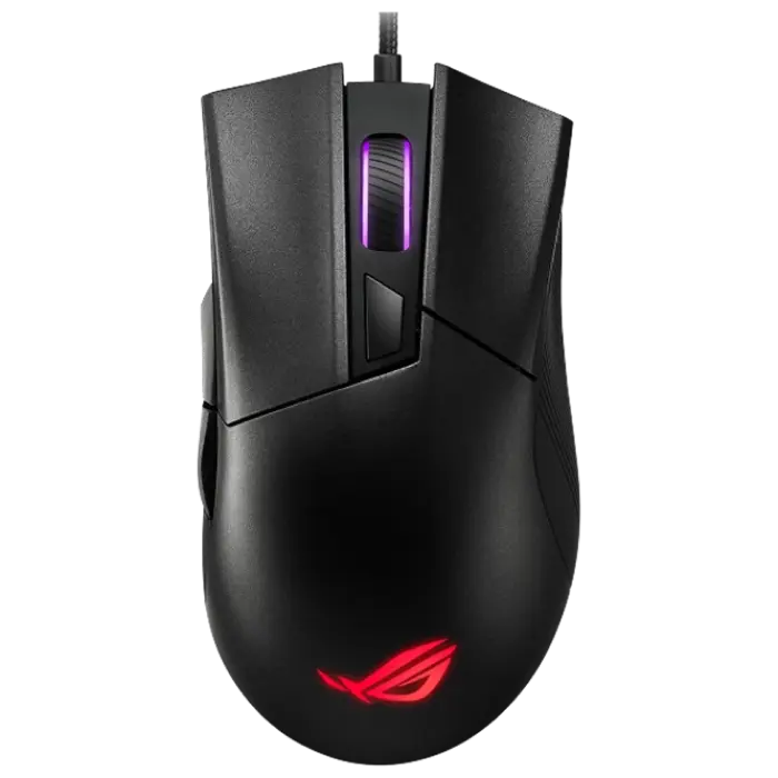 Gaming Mouse ASUS ROG Gladius II Core, 200-6200 dpi, 6 buttons, 220 IPS, 30G, 92.5g, Ergonomic, Push
