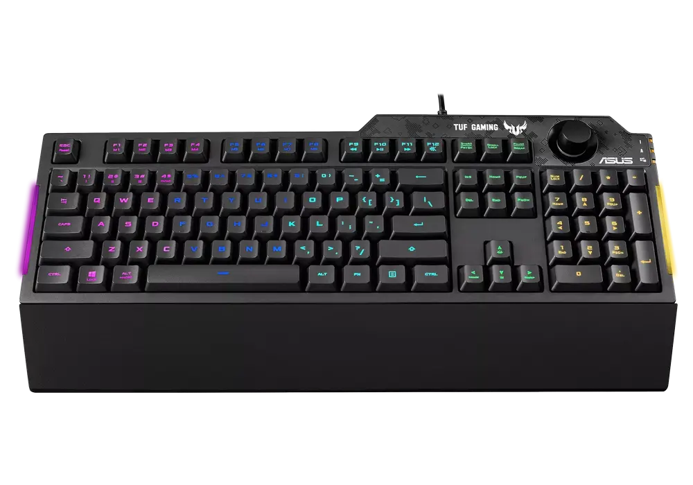 Gaming Keyboard ASUS TUF Gaming K1, Mech-Brane, Volume knob, Spill-resistance, 5-zone RGB, Macro Key
