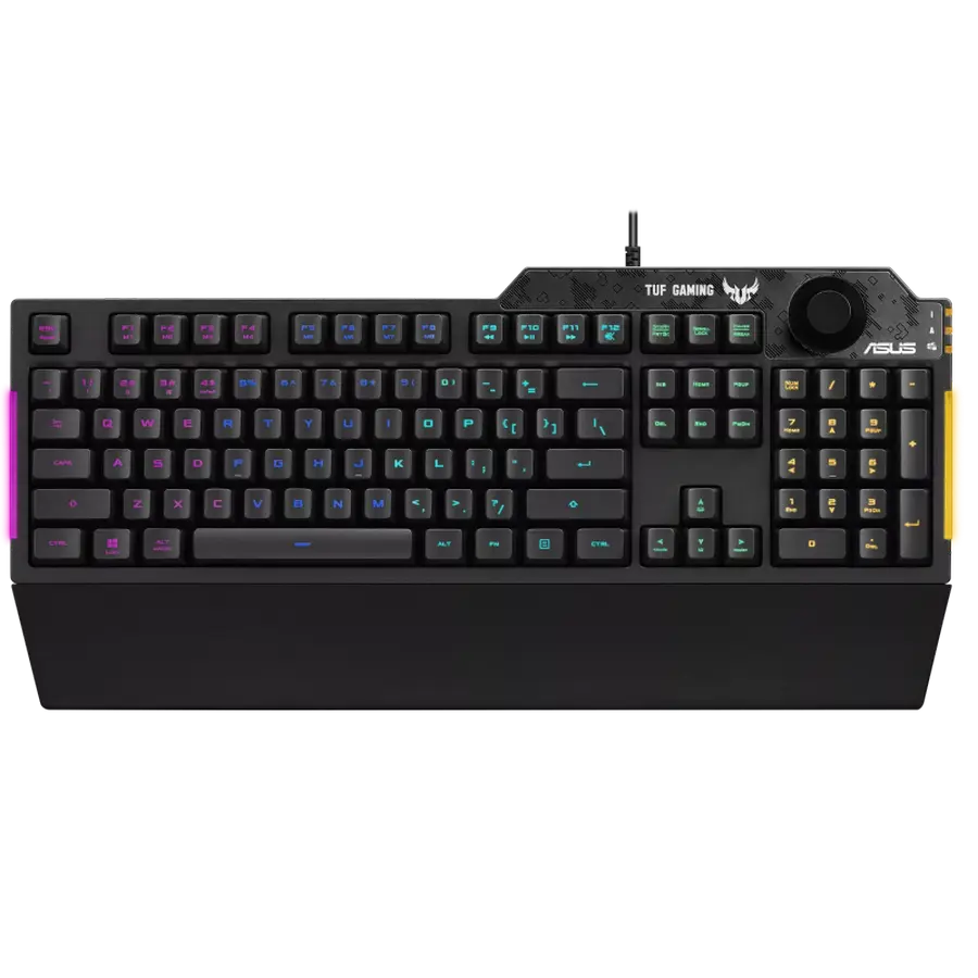 Gaming Keyboard ASUS TUF Gaming K1, Mech-Brane, Volume knob, Spill-resistance, 5-zone RGB, Macro Key