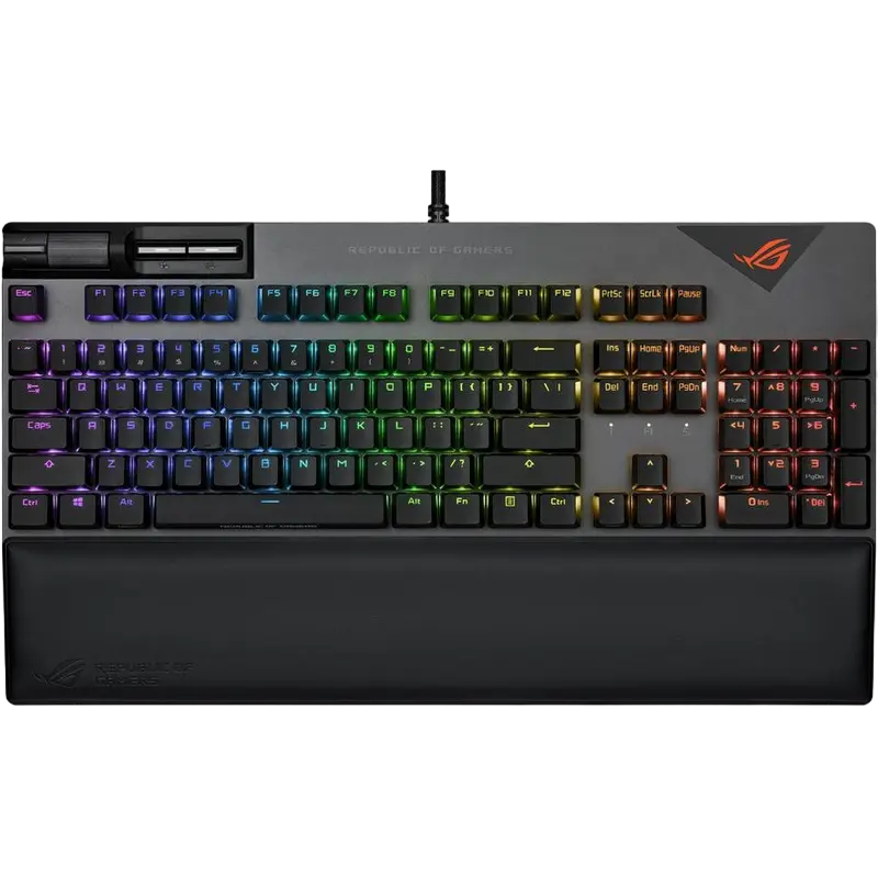 Gaming Keyboard ASUS ROG Strix Flare II, Mechanical, Red SW, PBT, Media Controls, Wrist rest, USB pa