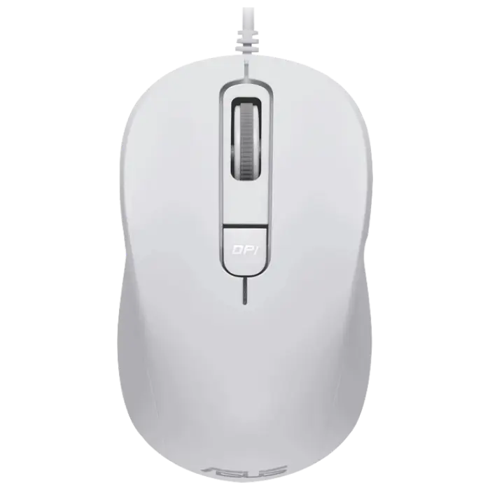 Mouse ASUS MU101C Silent, 1000-3200 dpi, 4 buttons, Ambidextrous, 85g, 1.5m, USB, White