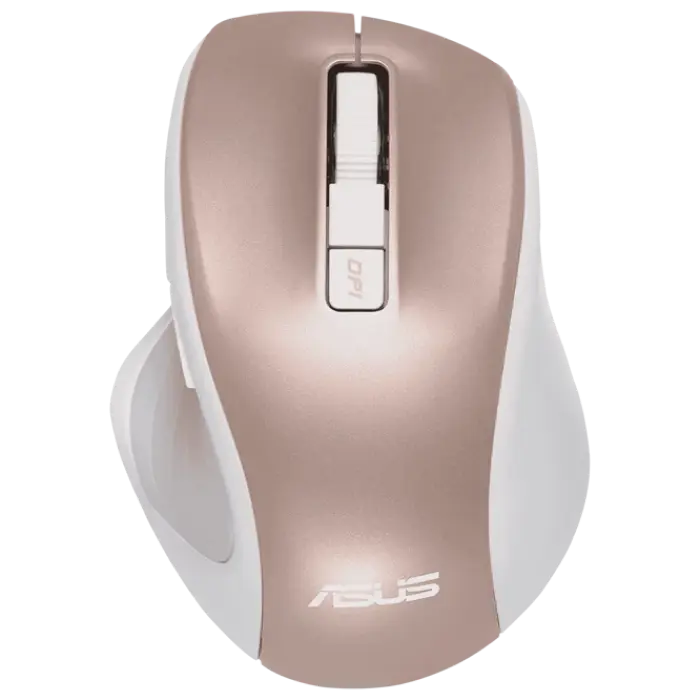 Wireless Mouse ASUS MW202, 800-4000 dpi, 6 buttons, Ergonomic, 80g, Silent, 1xAA, Rose Gold