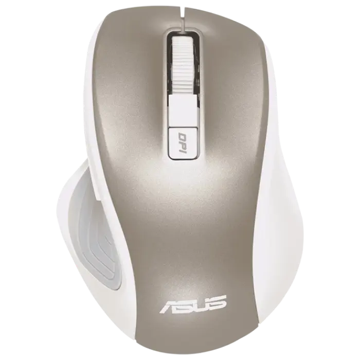 Wireless Mouse ASUS MW202, 800-4000 dpi, 6 buttons, Ergonomic, 80g, Silent, 1xAA, Gold