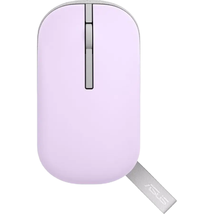 Wireless Mouse ASUS MD100, 800-1600 dpi, 3 buttons, Ambidextrous, 56g, Silent, 1xAA, 2.4Ghz+BT, Purp
