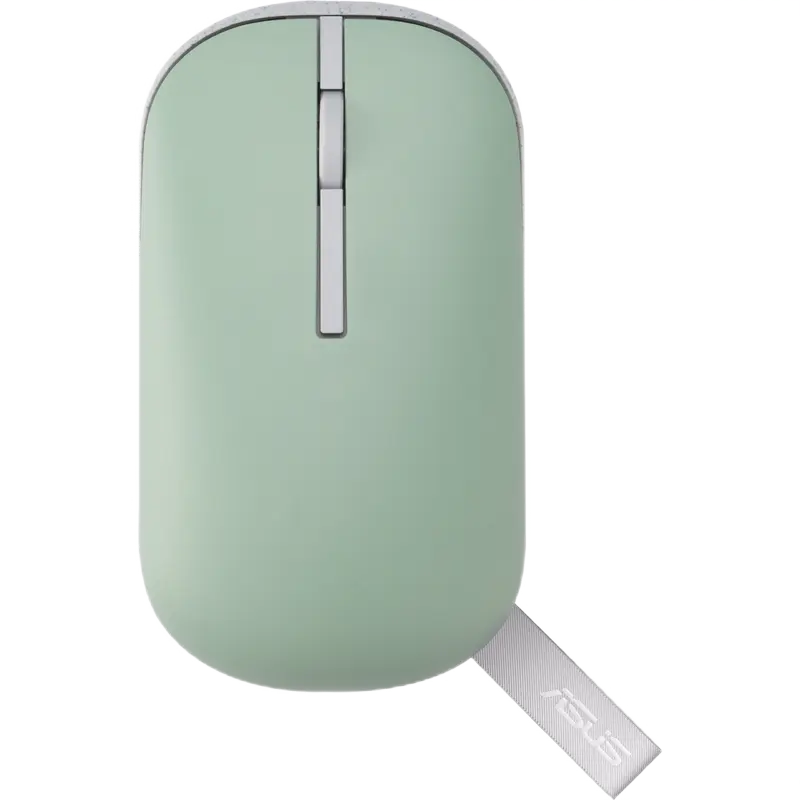 Wireless Mouse ASUS MD100, 800-1600 dpi, 3 buttons, Ambidextrous, 56g, Silent, 1xAA, 2.4Ghz+BT, Gree