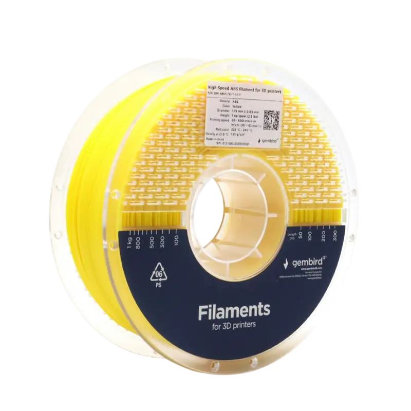 ABS 1.75 mm High Speed Filament Yellow Filament, 1 kg, Gembird, 3DP-ABS1.75HY-01-Y