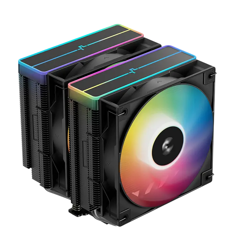 AC Deepcool "AG620 BK ARGB V2" (≤29.4 dB, 300-1950RPM, 67.88 CFM, 2x120mm, ARGB, 6x6mm, 1330g.)