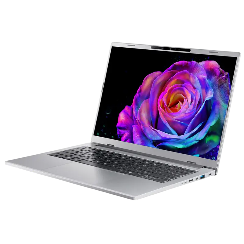 Acer Aspire 14 AI OLED A14-61M Silver Ryzen AI 7 350 32GB 1TB, vedere posterioară