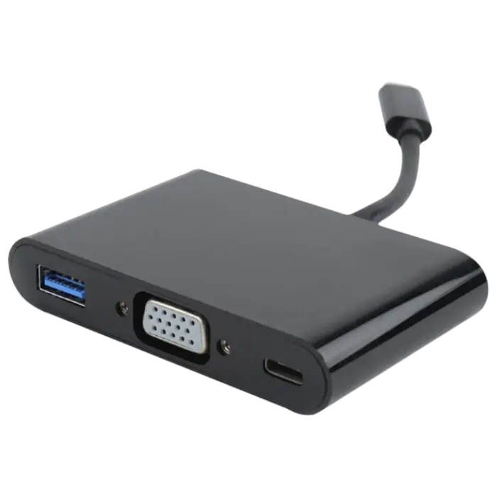 Adapter 3-in-1 Type-C to VGA/USB3.0/Type-C sockets, cable 0.15m, Cablexpert A-CM-VGA3in1-01