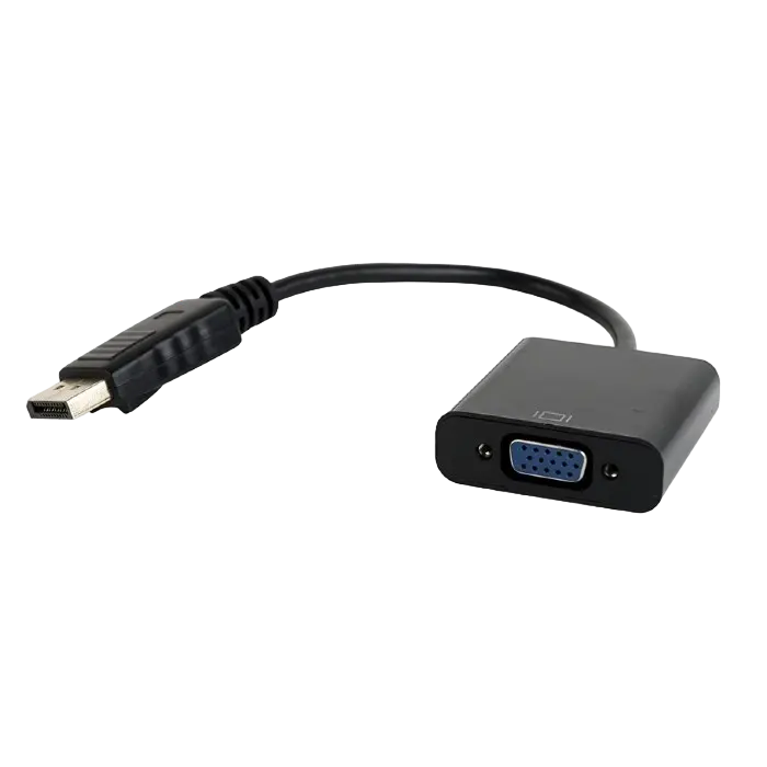 Adapter DP M to VGA F, Cablexpert "AB-DPM-VGAF-02", Black, Blister, Display port male to VGA female