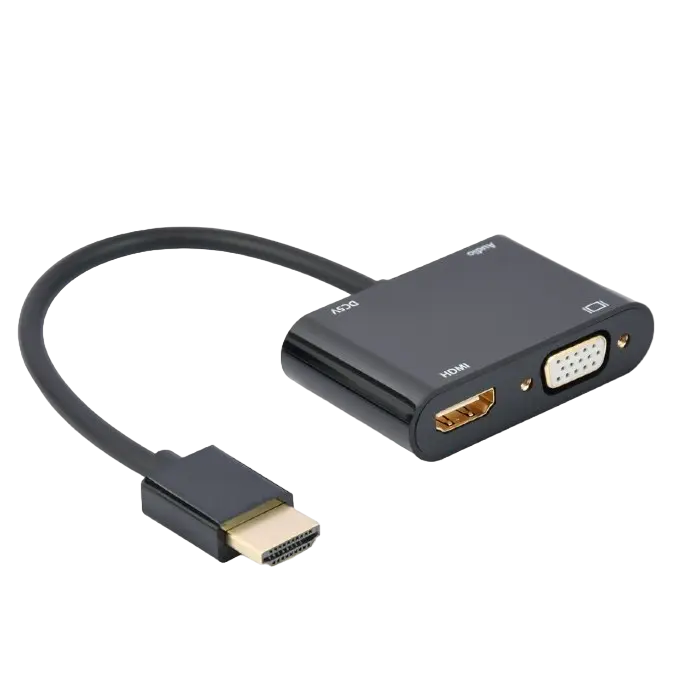 Adapter HDMI M to HDMI&VGA F + AUX, Cablexpert "A-HDMIM-HDMIFVGAF-01"