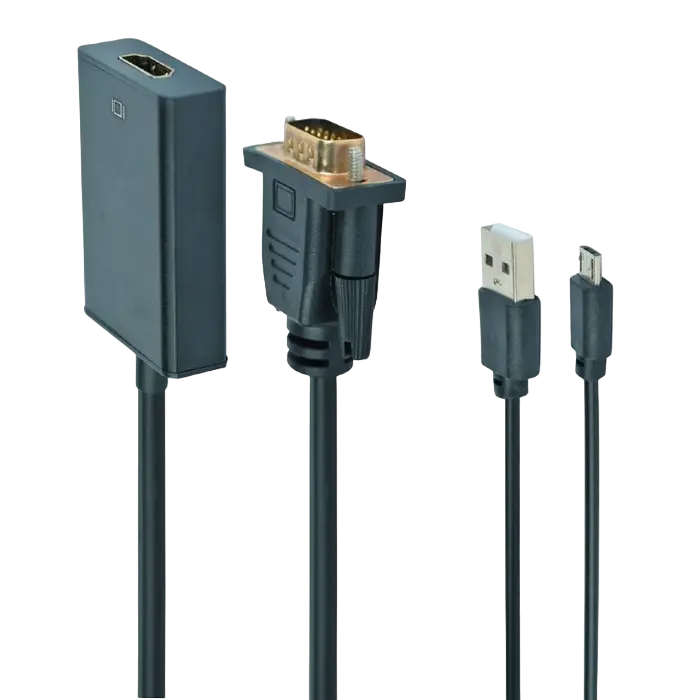 Adapter VGA M to HDMI F, Cablexpert "A-VGA-HDMI-01", VGA into digital HDMI + 3.5 mm audio