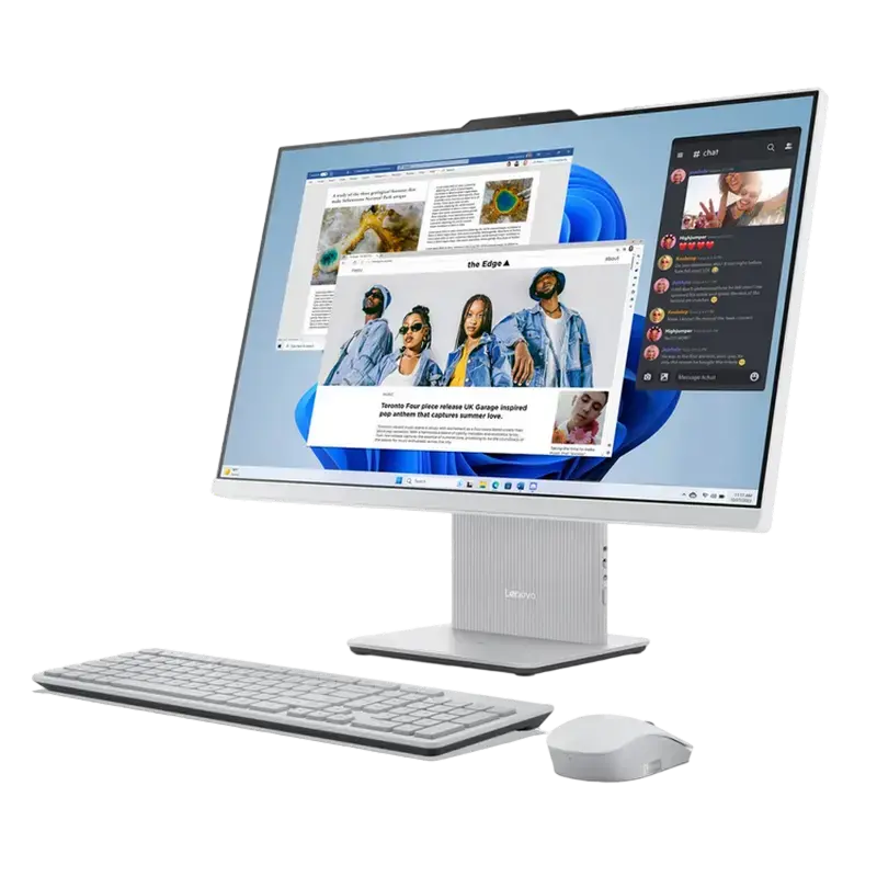 Computer All-in-One Lenovo IdeaCentre 3 27ARR9, 27 inch FHD IPS, Ryzen 5 7535HS, 16GB, 512GB SSD, Cloud Grey, vedere laterală