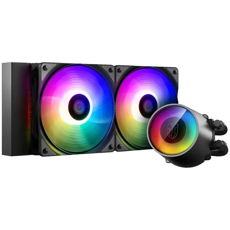 AIO Liquid Cooling Deepcool "CASTLE 240 RGB V2" (≤30 dB(A), 69.34 CFM, 2x120mm, RGB LED, 1426g.)