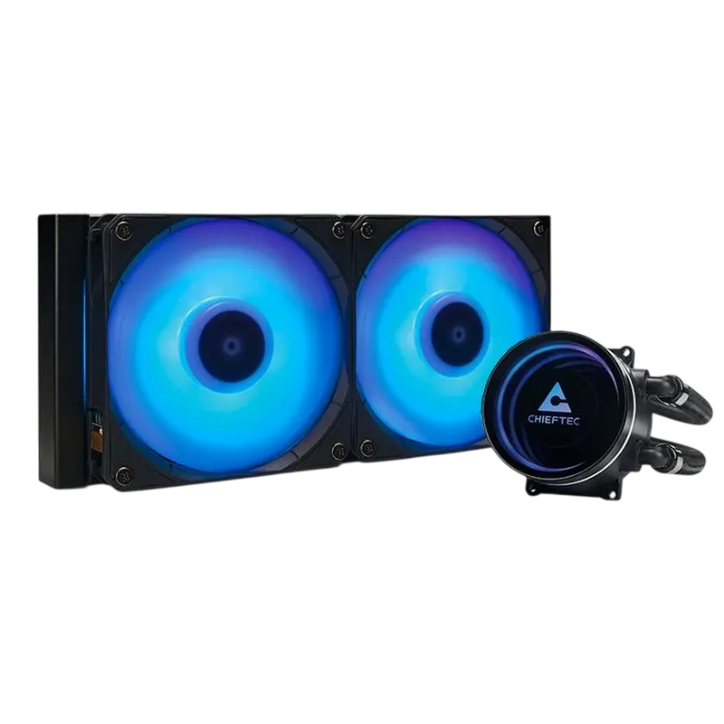 AIO Liquid Cooling Chieftec "Iceberg 240" (<34.7dBA, 64.72CFM, 2x120mm, ARGB fans, 500-2200rpm, Infi