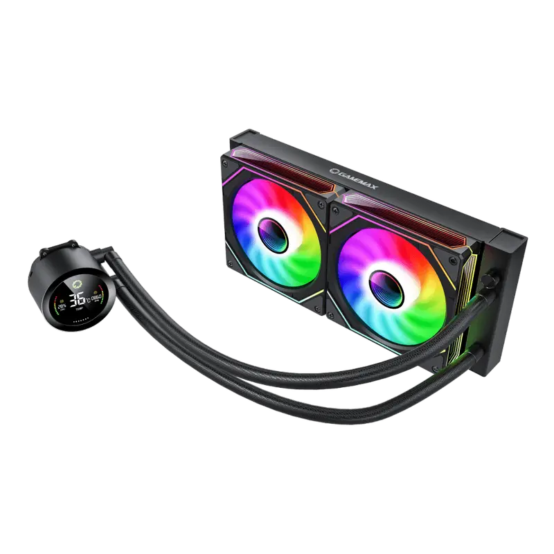 AIO Liquid Cooling Gamemax "IceBurg 240 Digital BK" (≤36.9 dB(A), 58.8CFM, 2x120mm, ARGB, Dsplay. TD