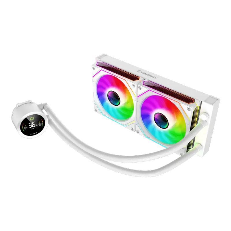 AIO Liquid Cooling Gamemax "IceBurg 240 Digital WH" (≤36.9 dB(A), 58.8CFM, 2x120mm, ARGB, Dsplay. TD