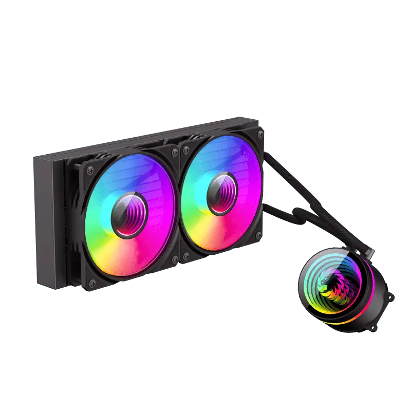 AIO Liquid Cooling Gamemax "IceBurg 240 Infinity" (≤32 dB(A), 62.82CFM, 2x120mm, ARGB, Dsplay. TDP 2