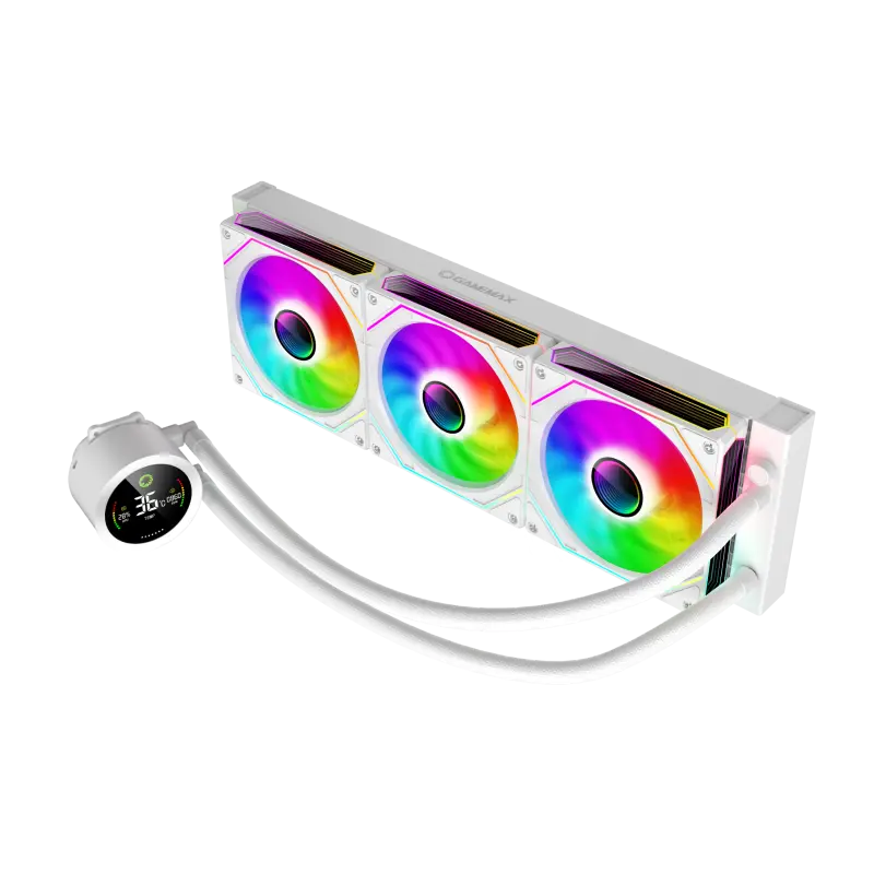 AIO Liquid Cooling Gamemax "IceBurg 360 Digital WH" (≤36.9 dB(A), 58.8CFM, 2x120mm, ARGB, Dsplay. TD