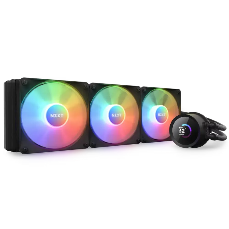 AIO Liquid Cooling NZXT Kraken 360 RGB Black (33dB, 78.86CFM, 3x120mm, 500-1500RPM, LCD 1.54", CAM)