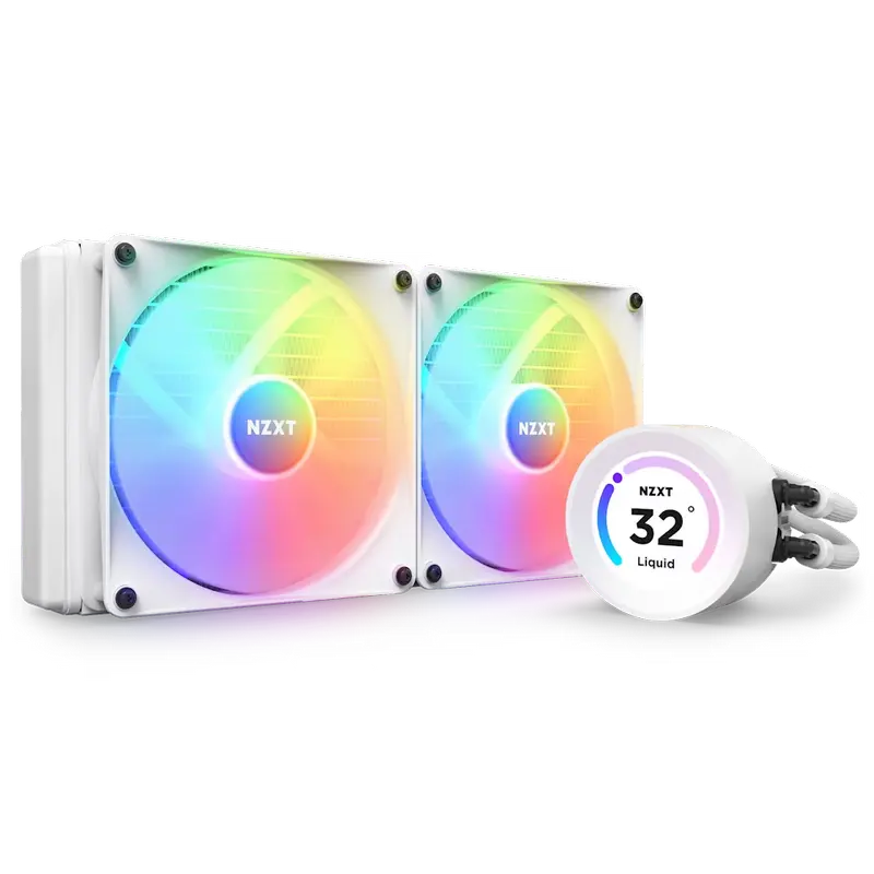 AIO Liquid Cooling NZXT Kraken Elite 280 RGB White (<34.48dB, 90.79CFM, 2x140mm ARGB fans, 500-1500R