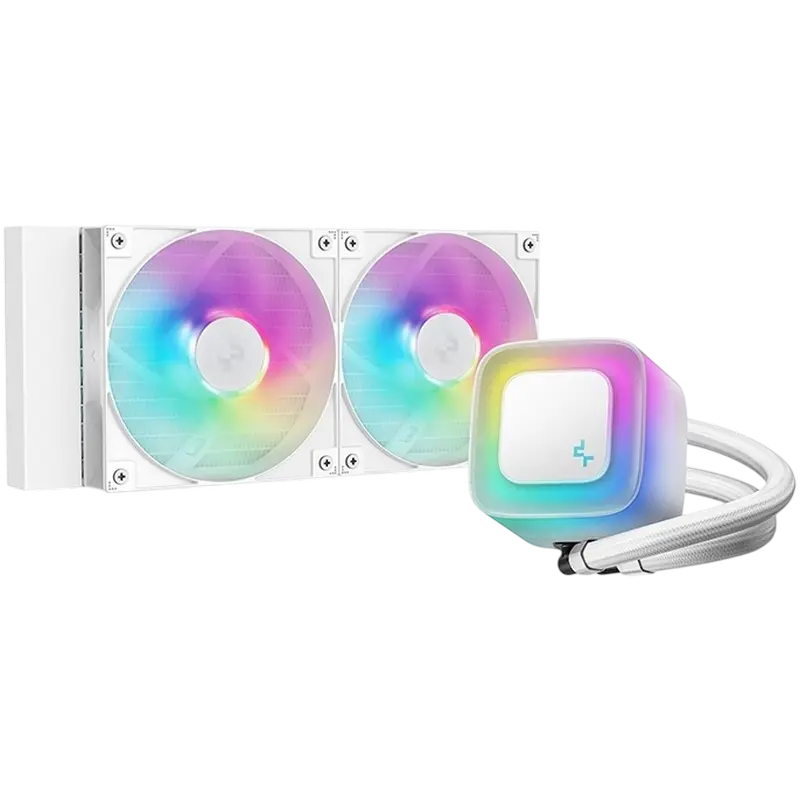 AIO Liquid Cooling Deepcool "LE240 WH V2" (<31.6dBA, 500-2100RPM, 75.89CFM, 2x120mm, 2500-3400 RPM