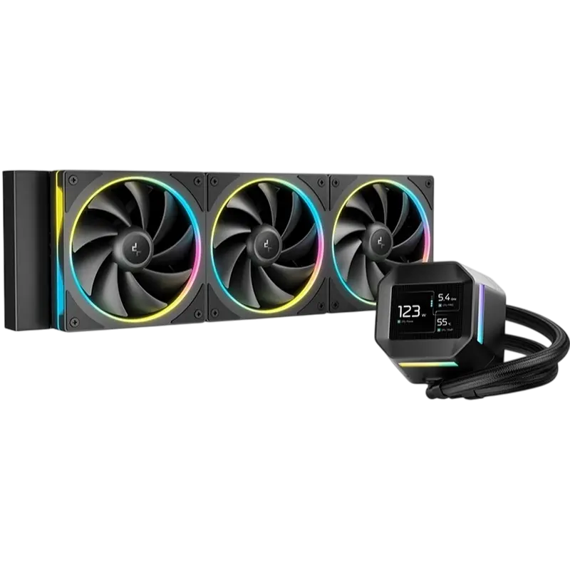 AIO Liquid Cooling Deepcool "LM360" (<36.07dBA, 400-2400RPM, 66.23CFM, 3x120mm, 3600RPM, ARGB, 2.4"