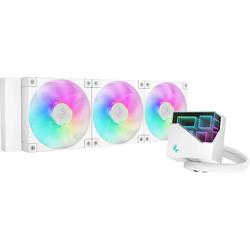 AIO Liquid Cooling Deepcool "LT360 ARGB WH" (<38.71dBA, 600-2400RPM, 72.04CFM, 3x120mm, ARGB, 1856g.