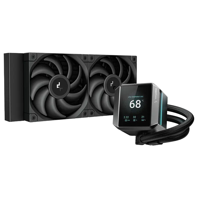 AIO Liquid Cooling Deepcool "MYSTIQUE 240" (≤36.49 dB(A), 500-2150 rpm, 72.45 CFM, 2x120mm, 2.8" TFT