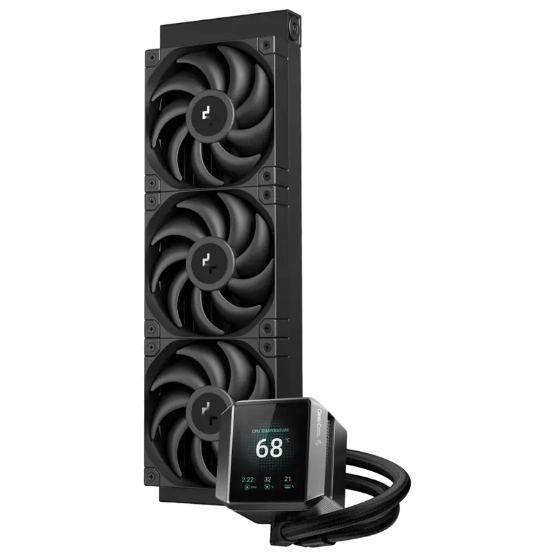 AIO Liquid Cooling Deepcool "MYSTIQUE 360" (<36.49dBA, 500-2150RPM, 72.45CFM, 3x120mm, 2.8" TFT, 184