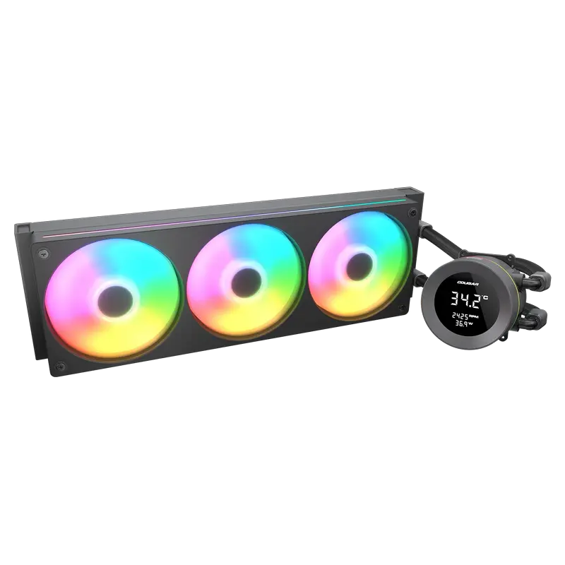 AIO Liquid Cooling Cougar "Poseidon Vistek ARGB 360" (≤38 dB(A), 78.2 CFM,2x120mm,ARGB,2240g) Black