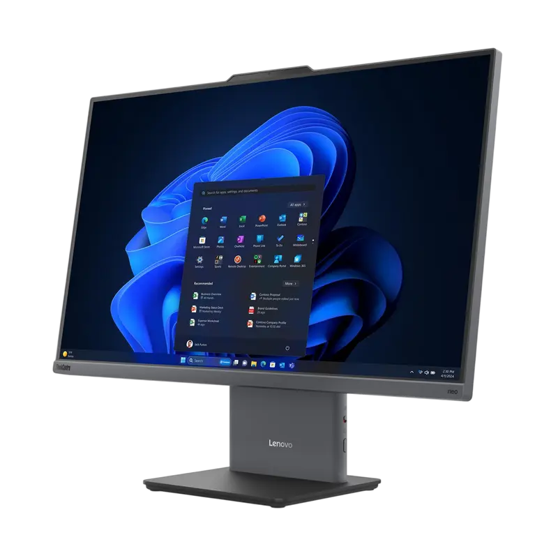 All-in-One Lenovo ThinkCentre neo 55a Gen 6 23.8" FHD IPS Ryzen 5 220 16GB 512GB SSD, vedere posterioară