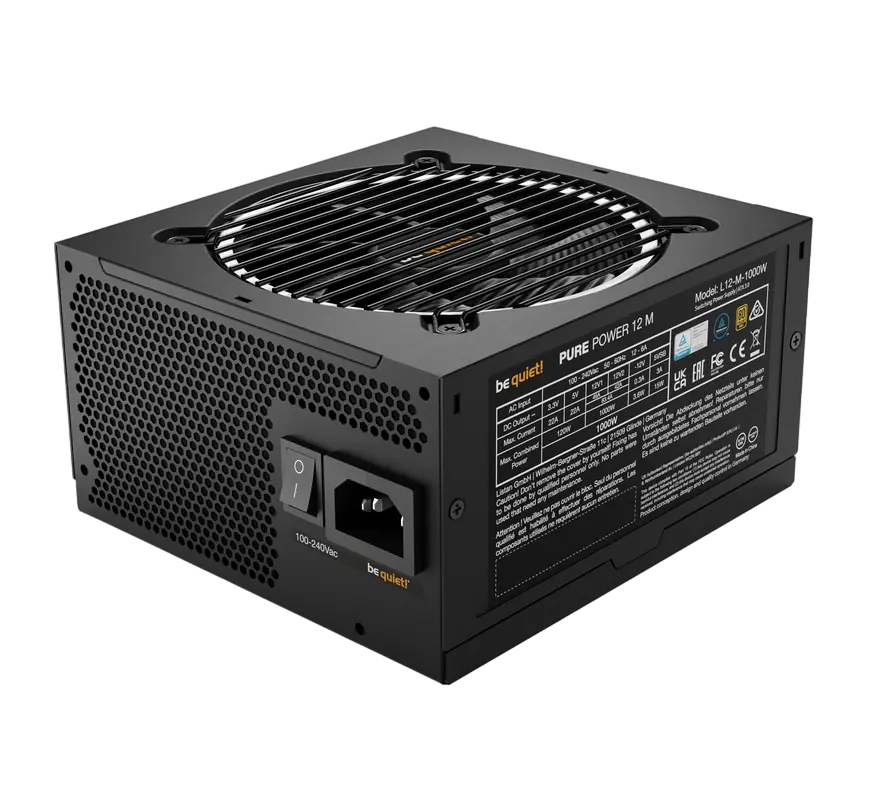 Power Supply ATX 1000W be quiet! PURE POWER 12 M, 80+ Gold, 120mm, Active PFC, SR+LLC+DC/DC, ATX 3.0