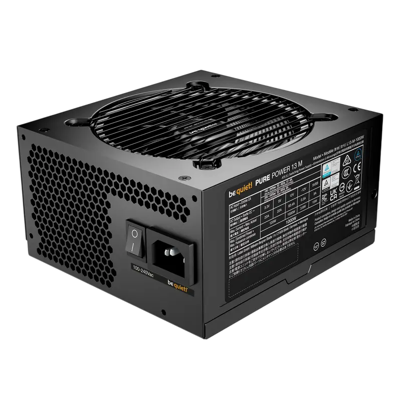 be quiet! Power Supply ATX 1000W be quiet! PURE POWER 13 M, 80+ Gold, 120mm, Active PFC, SR+LLC+DC/DC, ATX 3.1
