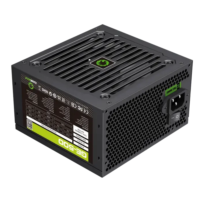 Power Supply ATX 500W GAMEMAX GE-500, 80+, 120mm, Active PFC, Temperature control fan, Black