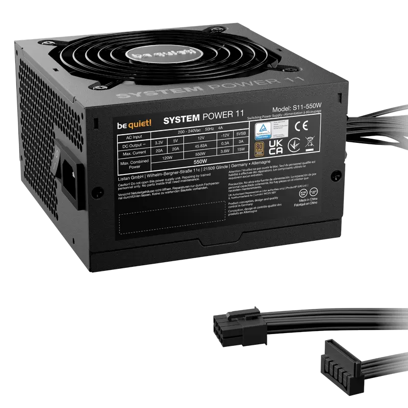 Power Supply ATX 550W be quiet! SYSTEM POWER 11, 80+ Bronze, 120mm, Active PFC, DC/DC, Temperature c